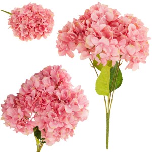 CV15124-3 HORTENSJA BUKIET HORTENSJI 5 KWIATÓW RÓŻOWY 50CM PIĘNY GĘSTY DO WAZONU