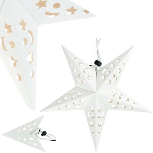 TG59705-1 GWIAZDA SKŁADANA ŚWIĄTECZNA WITRAŻ PAPIEROWA 3D DEKORACJA AŻUROWA OKNO 27CM