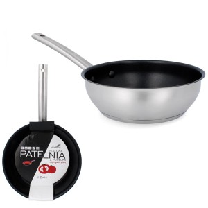 KIR5919 PATELNIA STALOWA 24CM Z POWŁOKĄ NIEPRZYWIERAJĄCĄ
