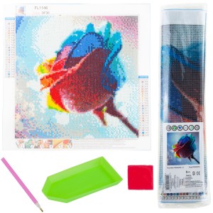 TG64203-12 HAFT DIAMENTOWY Diamond Painting Mozaika Diamentowa TĘCZOWA RÓŻA 5D