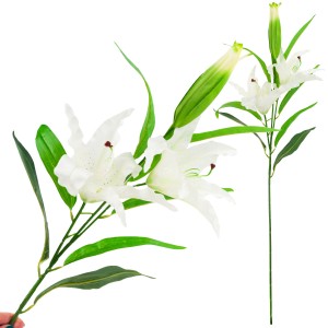 CV05685-1 LILIA BIAŁA KWIATY SZTUCZNE GAŁĄZKA LILII PIĘKNY KWIAT JAK ŻYWY ELEGANCKI