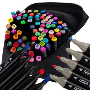 TG67374 MARKERY ALKOHOLOWE 80 SZT MAZAKI PISAKI DWUSTRONNE ZAKREŚLACZE + ETUI