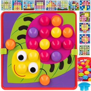 TG67283 UKŁADANKA GUZIKOWA MOZAIKA EDUKACYJNA GRZYBKI PUZZLE PINEZKI GRA MONTESSORI