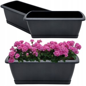 ISE400P-S433 DONICA SKRZYNKA BALKONOWA Z PODSTAWKĄ DONICZKA NA BALKON ANTRACYTOWY 17l