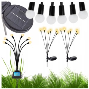 TG71287 LAMPA SOLAR KULECZKI LAMPKI SOLARNE 10 led 2szt OGRODOWA WBIJANA  kiwaczki