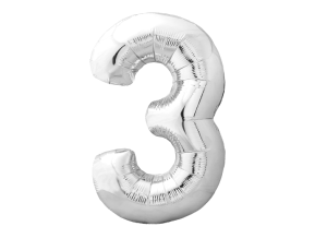 TG48096-3-S BALON CYFERKI 106CM "3" SREBRNA URODZINY