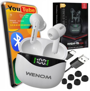 Słuchawki bezprzewodowe Sportowe 15pro Enc TWS Bluetooth 5,3 z POWERBANKIEM