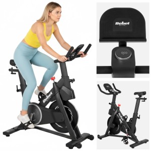 Rower spinningowy treningowy stacjonarny regulowany LCD 120kg uchwyt Rebel