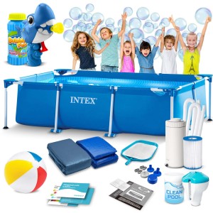 Basen ogrodowy stelażowy 300 x 200 x 75 cm 15w1 INTEX 28272 + maszynka do baniek GRATIS