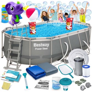 Basen ogrodowy stelażowy 427 x 250 x 100 cm 18w1 Bestway 56620