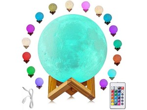 LAMPKA NOCNA KSIĘŻYC LAMPA 3D MOON ŚR. 14CM RGB