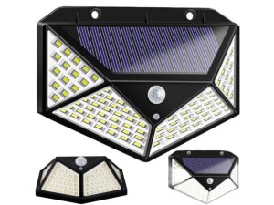 LAMPA ŚCIENNA SOLARNA 100LED CZUJNIK RUCHU KINKIET
