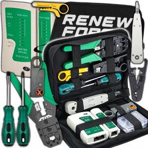 TESTER KABLI RJ45 ZESTAW NARZĘDZI SIECIOWYCH XXL ŚCIĄGACZ ZACISKARKA