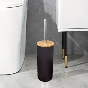 SZCZOTKA DO WC ŁAZIENKI METAL BAMBUS LOFT CZARNA TOALETOWA WOLNOSTOJĄCA