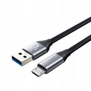 KABEL USB - microUSB 2.0 WZMACNIANY WYTRZYMAŁY DŁUGI 2m OPLOT
