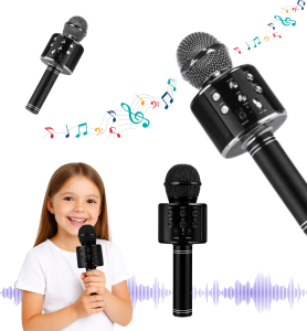 Mikrofon karaoke dla dziecka z funkcją głośnika zabawa prezent BT Czarny