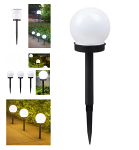 Lampa solarna ogrodowa zewnętrzna kula 3 sztuki ZESTAW ZIMNA BARWA