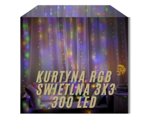 Kurtyna świetlna ozdobna na firankę święta wigilia USB barwa kolorowa